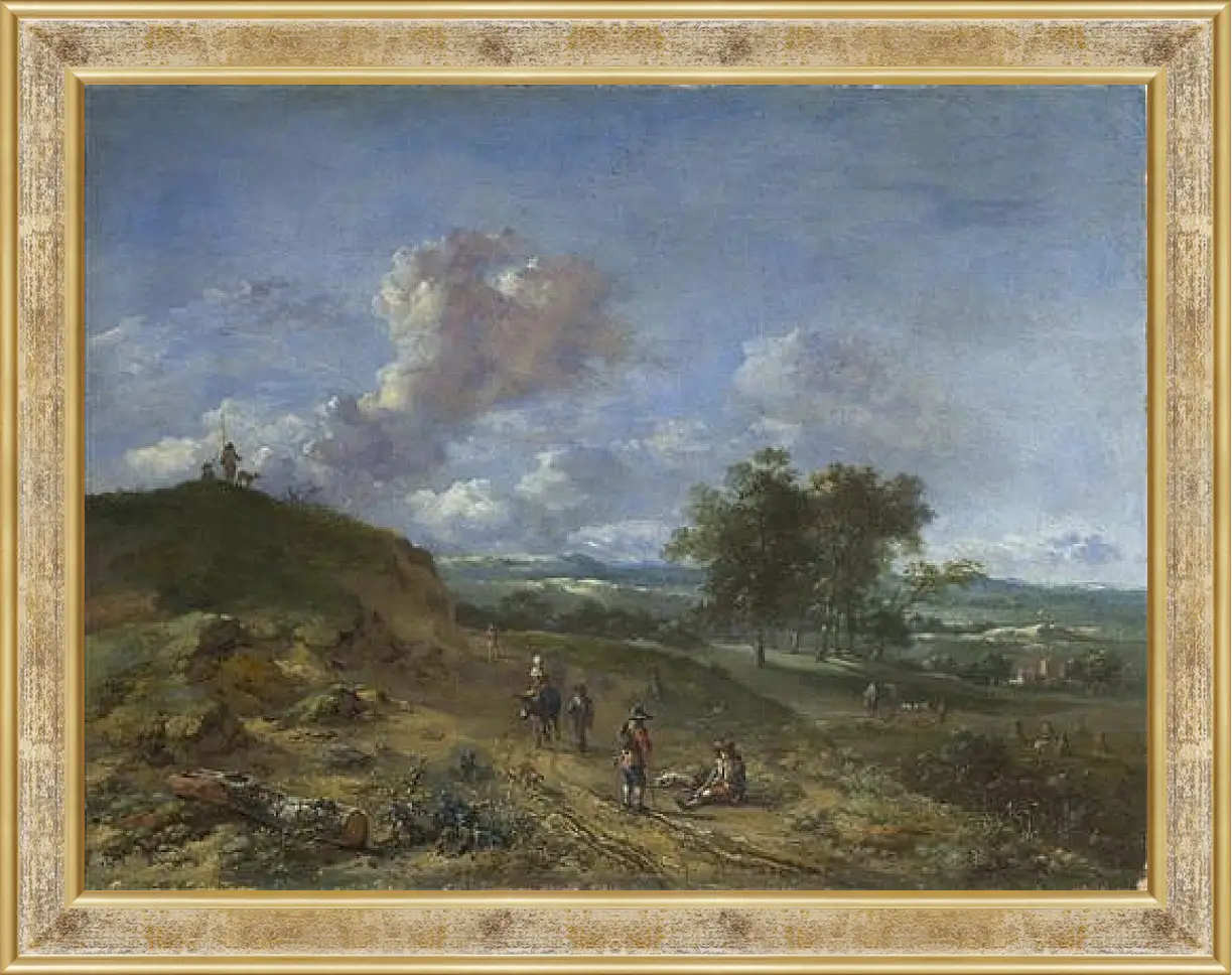 Картина в раме - A Landscape with a High Dune and Peasants on a Road. Ян Вейнантс