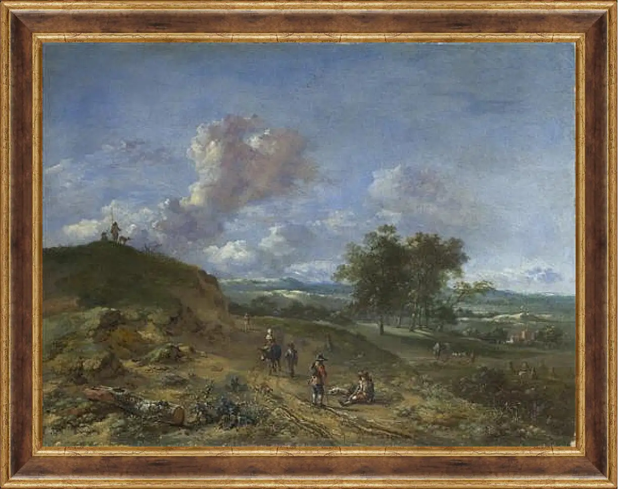 Картина в раме - A Landscape with a High Dune and Peasants on a Road. Ян Вейнантс