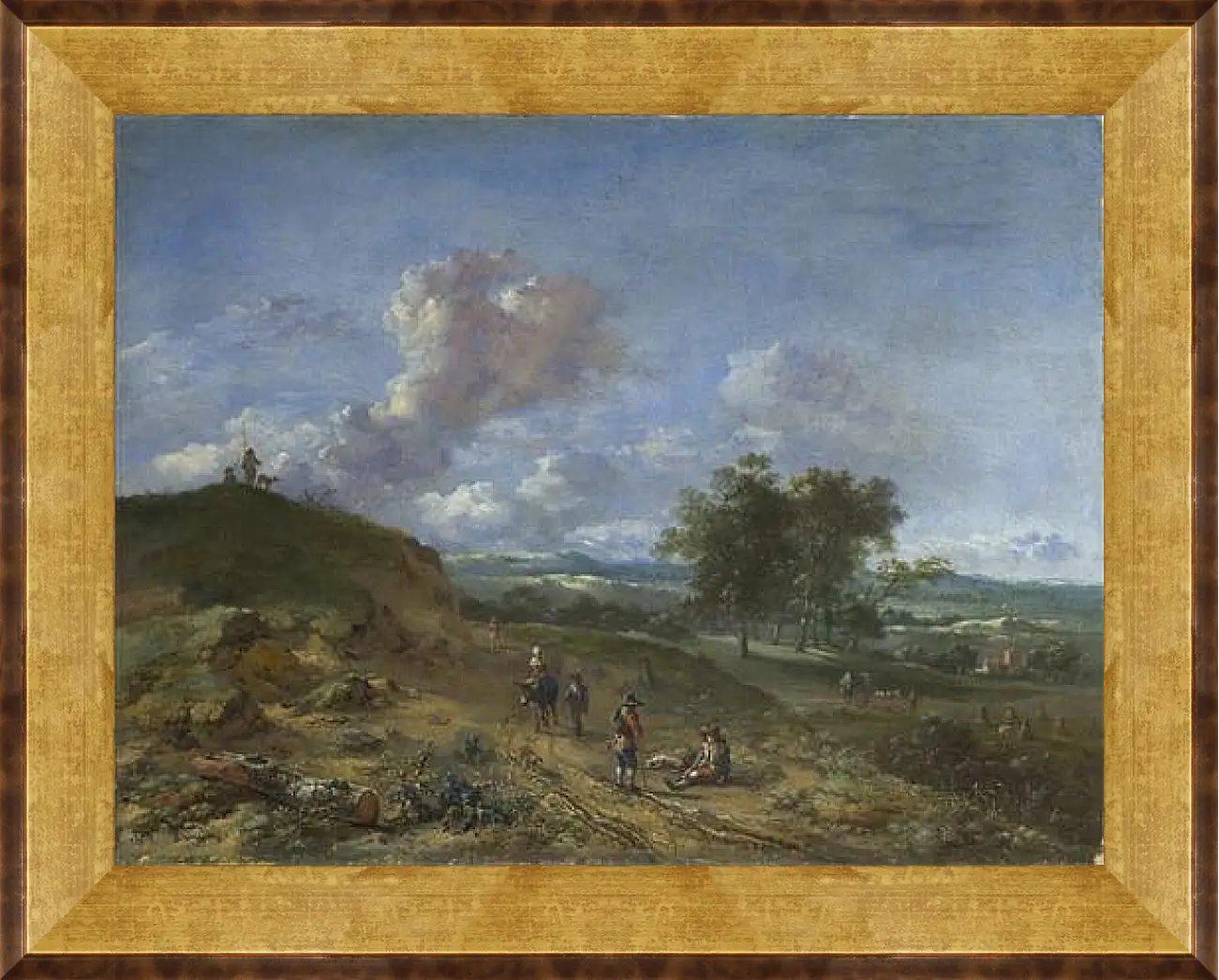 Картина в раме - A Landscape with a High Dune and Peasants on a Road. Ян Вейнантс