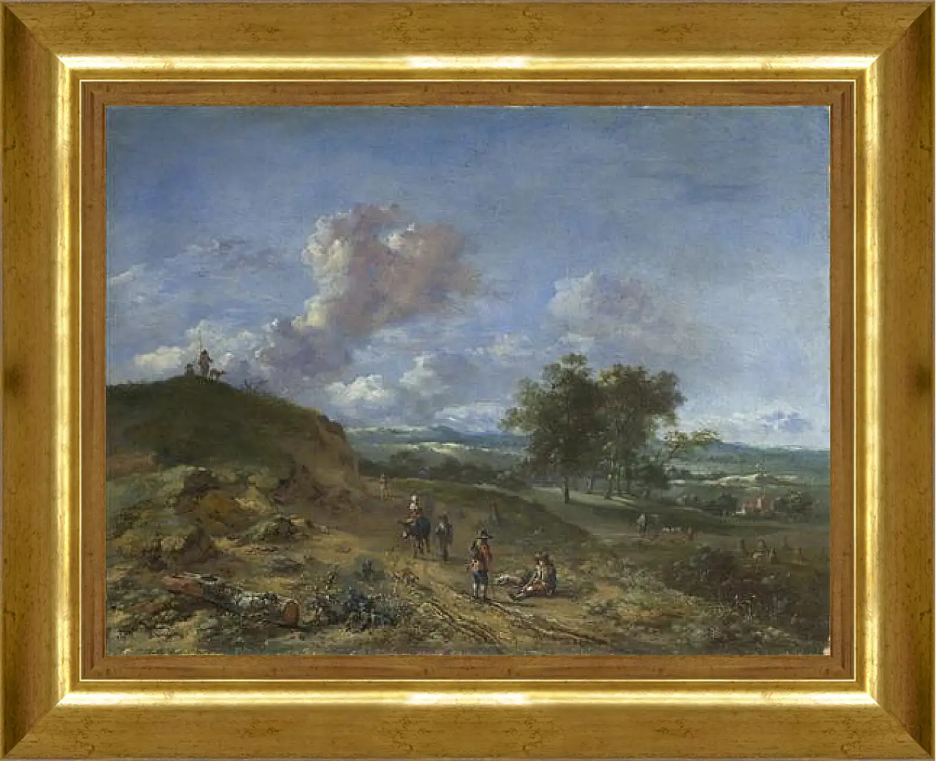 Картина в раме - A Landscape with a High Dune and Peasants on a Road. Ян Вейнантс