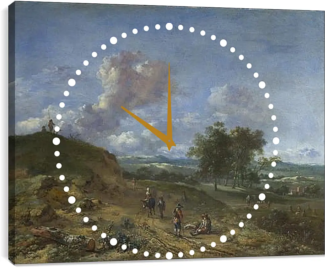 Часы картина - A Landscape with a High Dune and Peasants on a Road. Ян Вейнантс