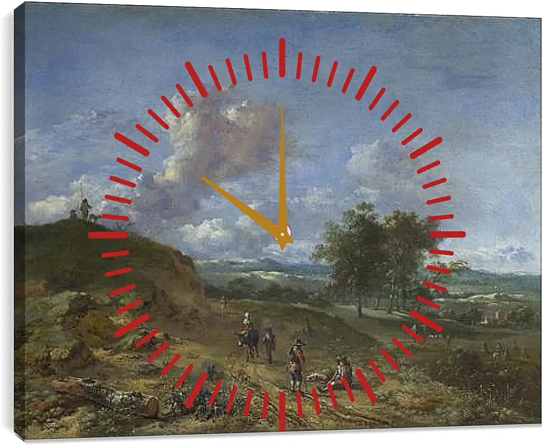 Часы картина - A Landscape with a High Dune and Peasants on a Road. Ян Вейнантс