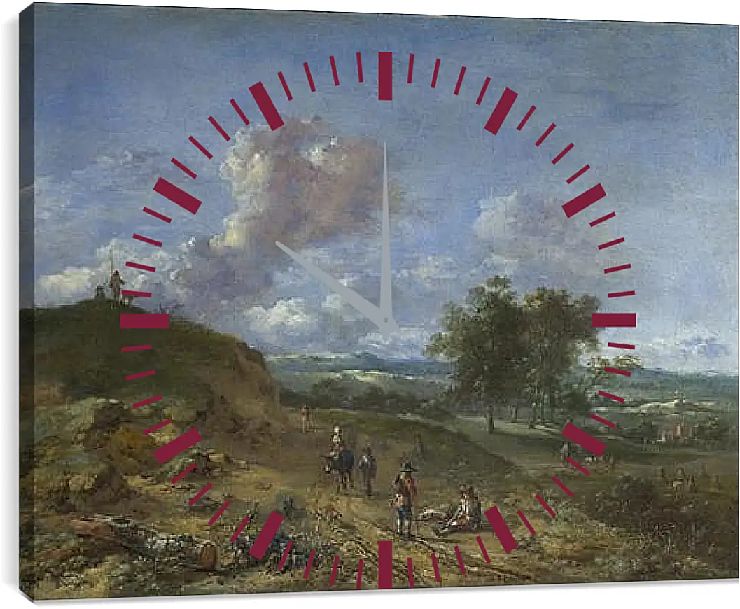 Часы картина - A Landscape with a High Dune and Peasants on a Road. Ян Вейнантс
