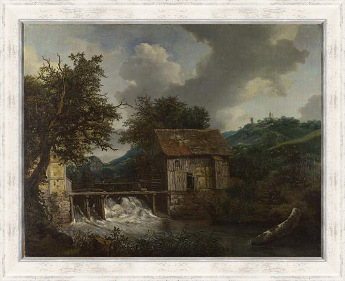 Картина в раме - Two Watermills and an Open Sluice at Singraven. Якоб ван Рейсдал