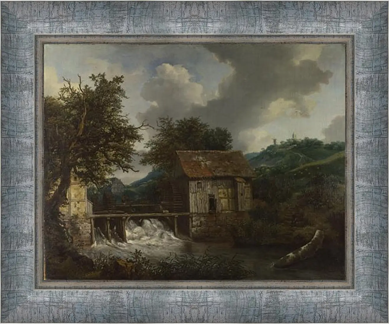 Картина в раме - Two Watermills and an Open Sluice at Singraven. Якоб ван Рейсдал