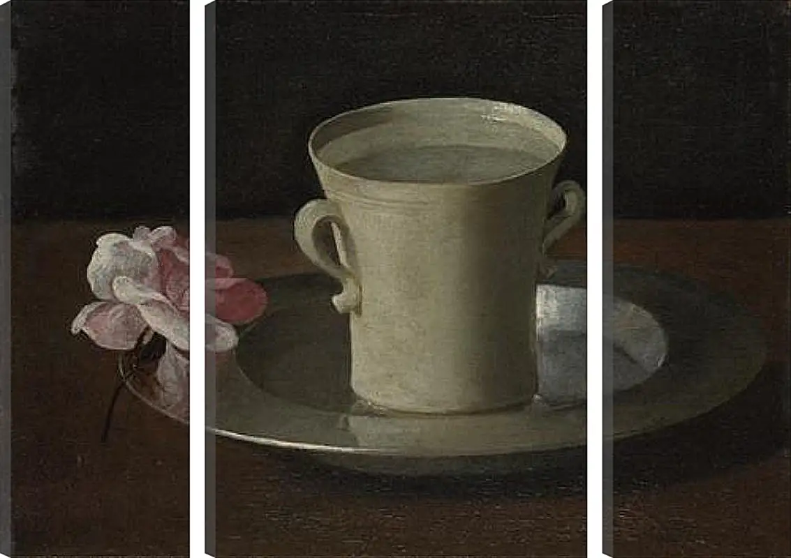 Модульная картина - A Cup of Water and a Rose. Чашка воды и роза. Франсиско де Сурбаран