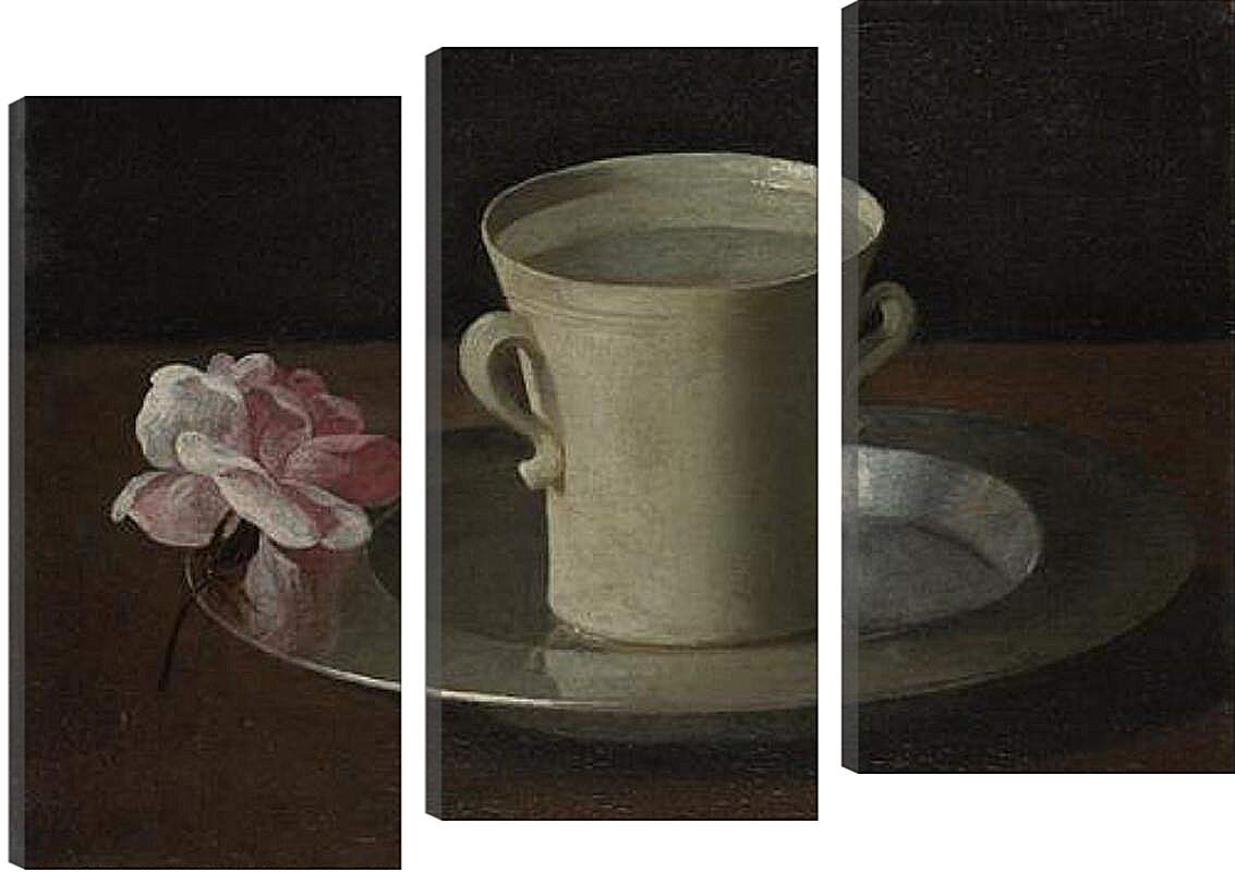 Модульная картина - A Cup of Water and a Rose. Чашка воды и роза. Франсиско де Сурбаран