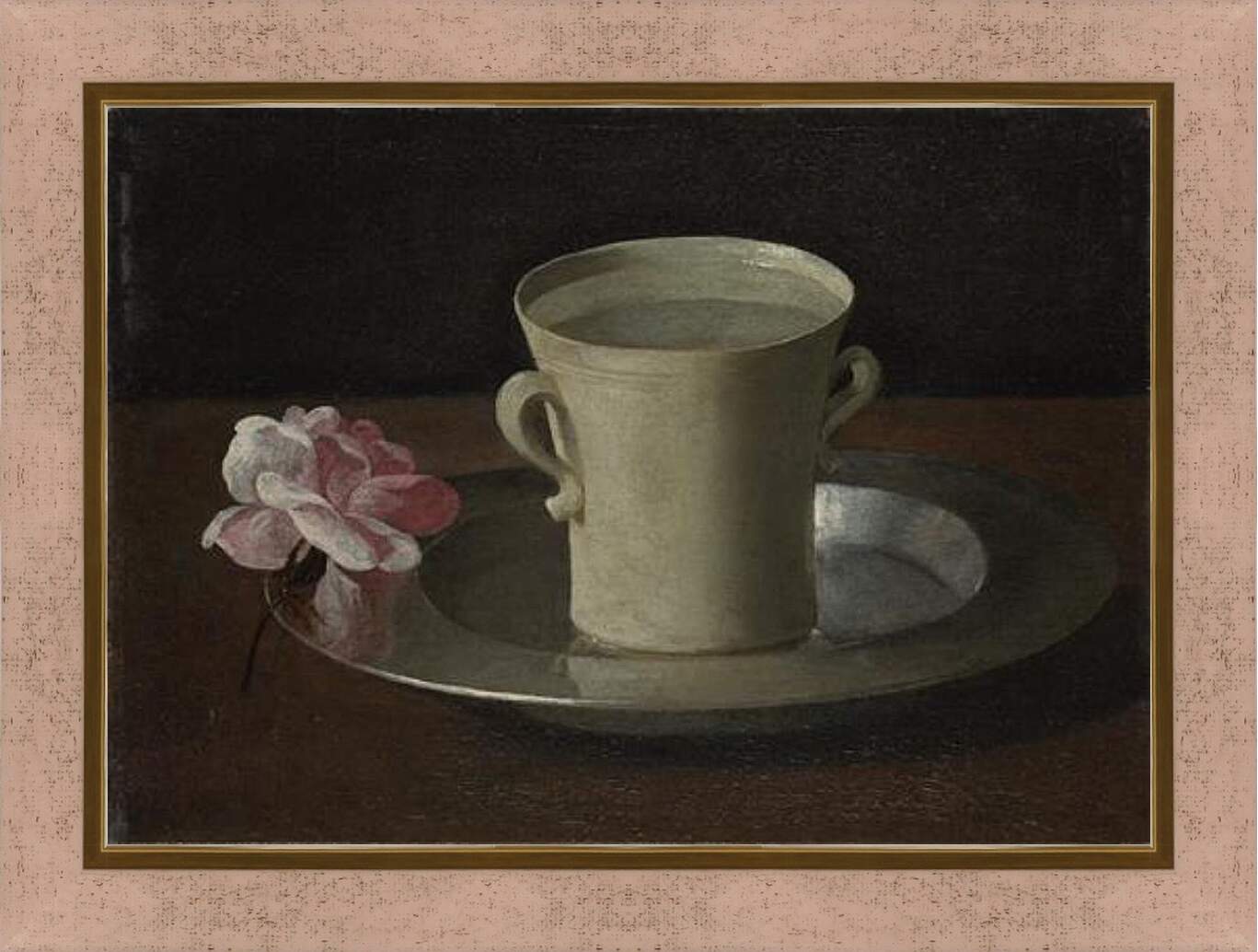 Картина в раме - A Cup of Water and a Rose. Чашка воды и роза. Франсиско де Сурбаран