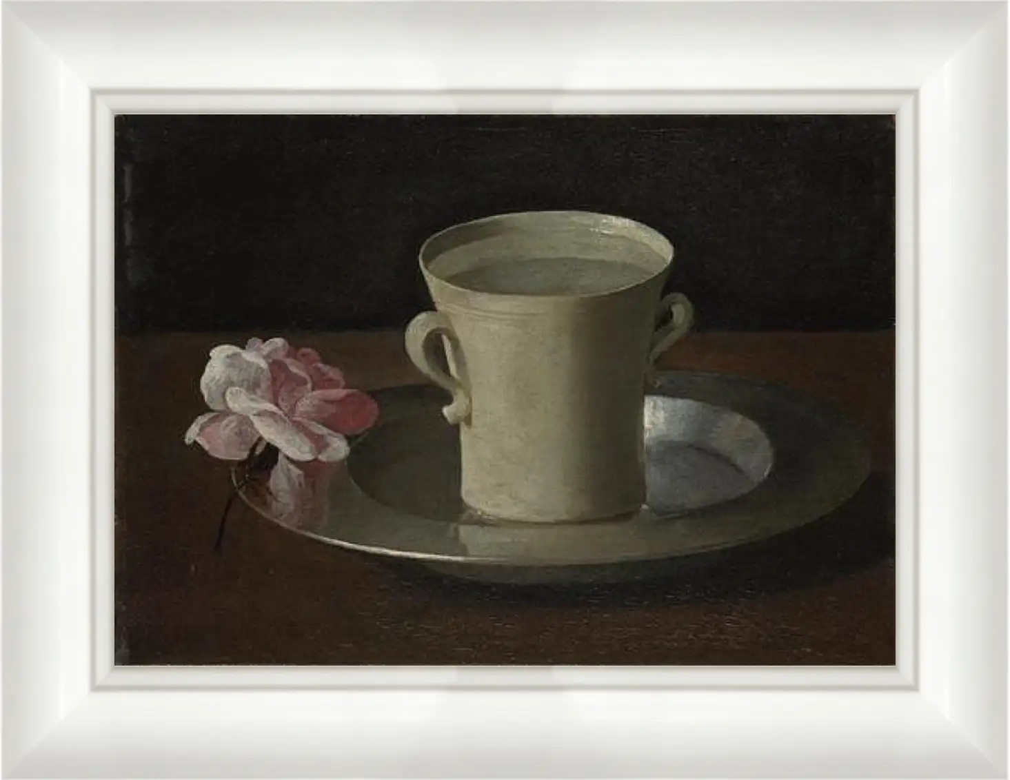 Картина в раме - A Cup of Water and a Rose. Чашка воды и роза. Франсиско де Сурбаран