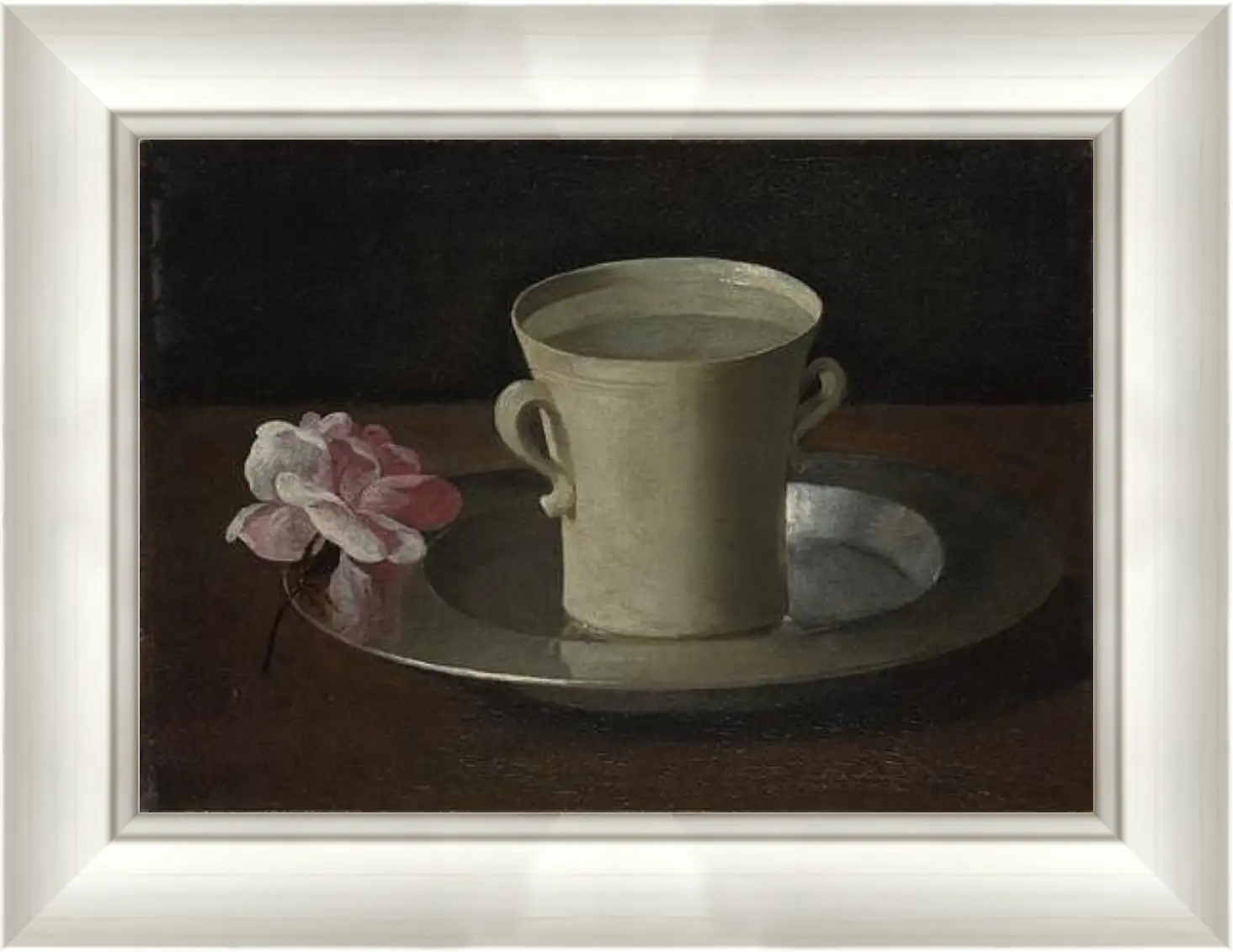 Картина в раме - A Cup of Water and a Rose. Чашка воды и роза. Франсиско де Сурбаран