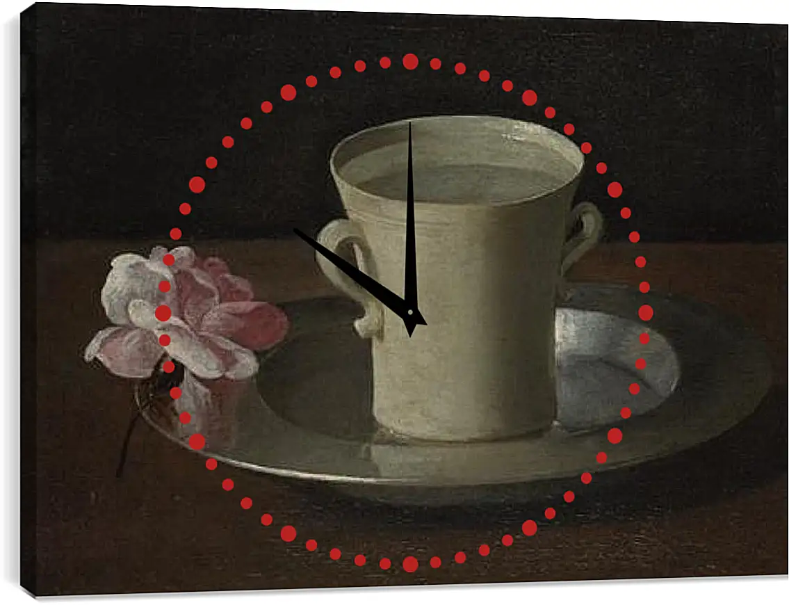 Часы картина - A Cup of Water and a Rose. Чашка воды и роза. Франсиско де Сурбаран