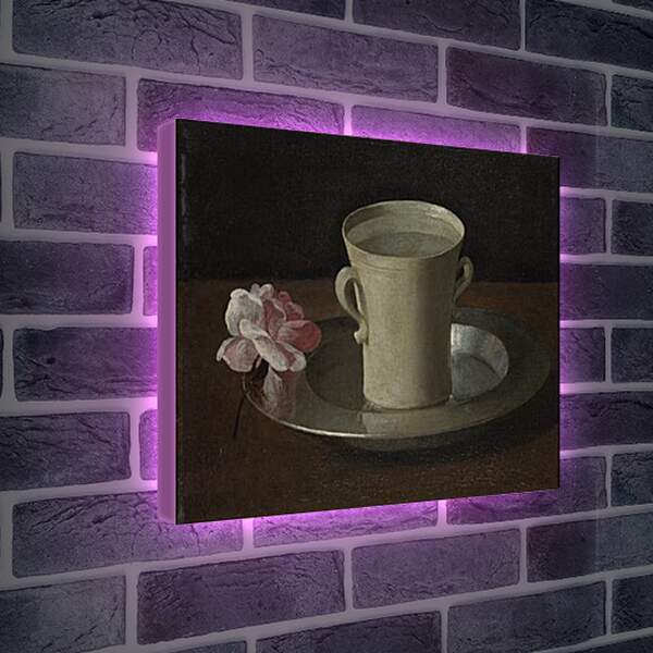 Лайтбокс световая панель - A Cup of Water and a Rose. Чашка воды и роза. Франсиско де Сурбаран