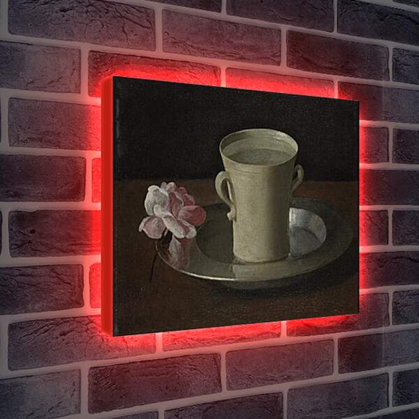 Лайтбокс световая панель - A Cup of Water and a Rose. Чашка воды и роза. Франсиско де Сурбаран