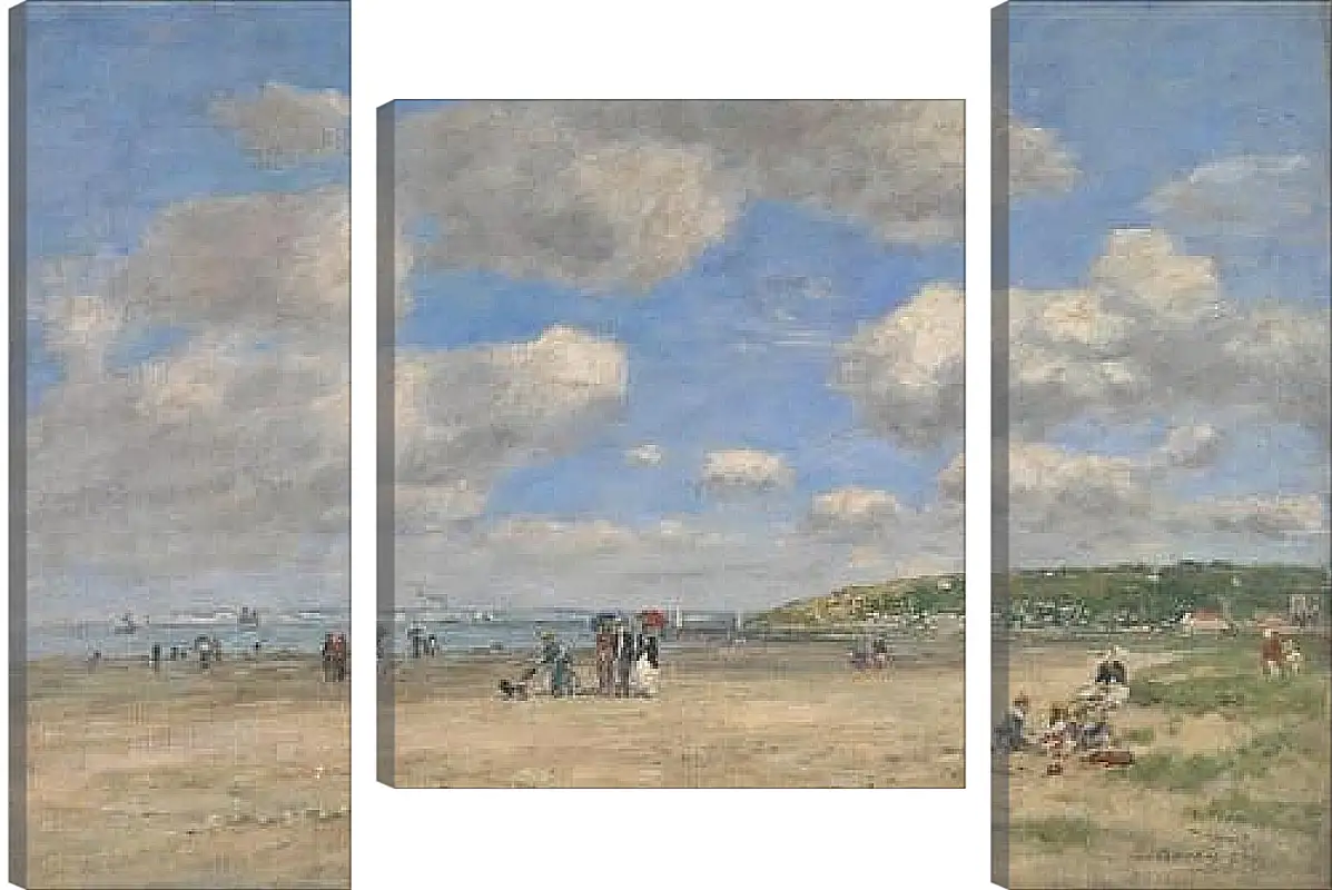 Модульная картина - The Beach at Tourgeville-les-Sablons. Эжен Буден