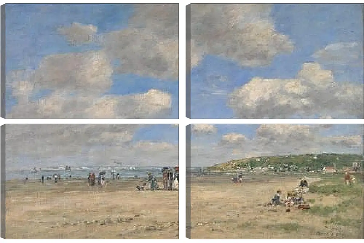 Модульная картина - The Beach at Tourgeville-les-Sablons. Эжен Буден