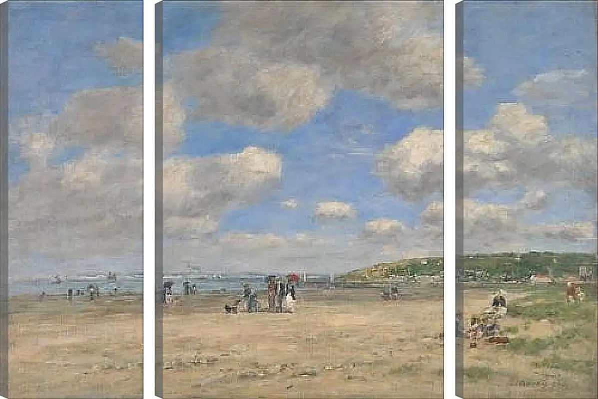 Модульная картина - The Beach at Tourgeville-les-Sablons. Эжен Буден