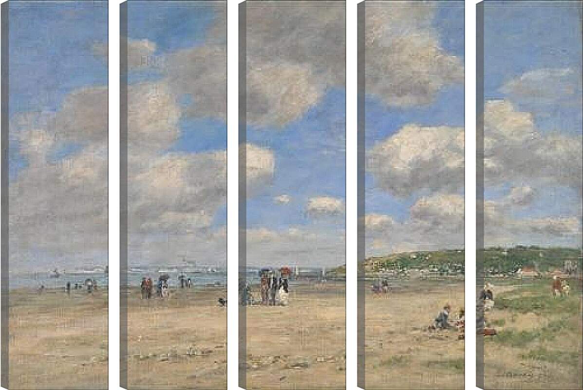Модульная картина - The Beach at Tourgeville-les-Sablons. Эжен Буден