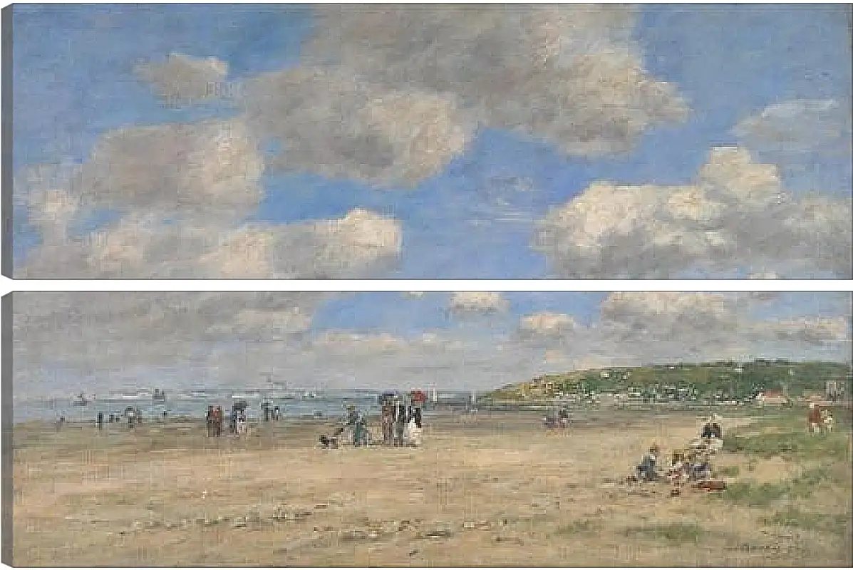 Модульная картина - The Beach at Tourgeville-les-Sablons. Эжен Буден