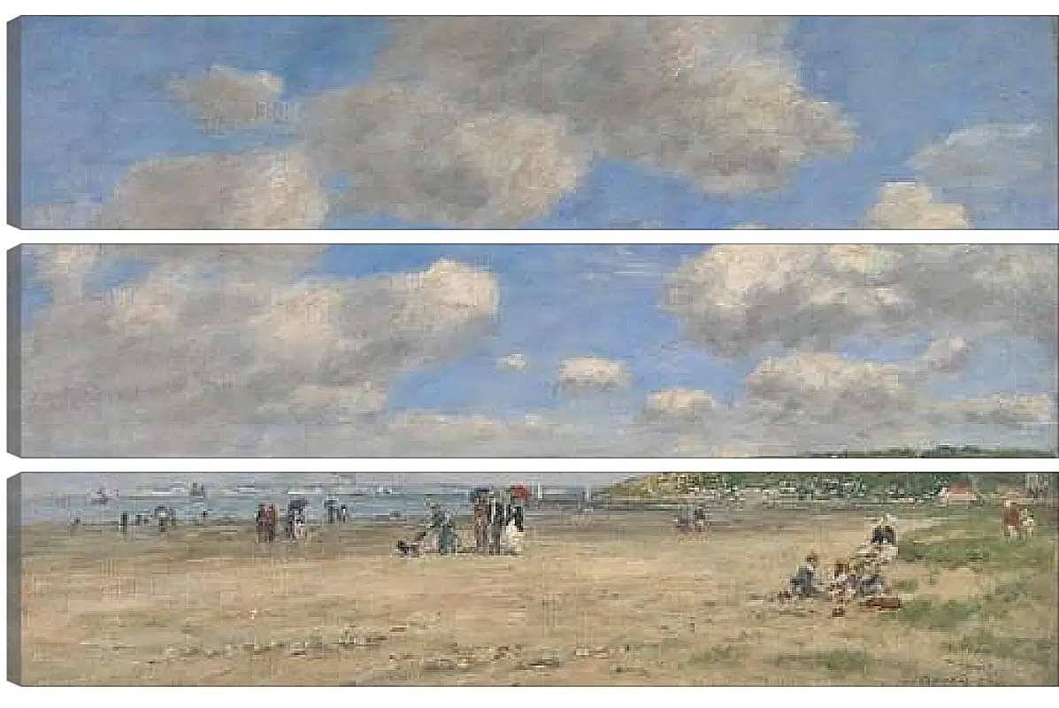 Модульная картина - The Beach at Tourgeville-les-Sablons. Эжен Буден