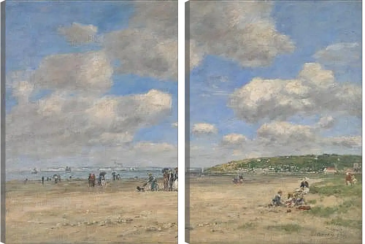 Модульная картина - The Beach at Tourgeville-les-Sablons. Эжен Буден