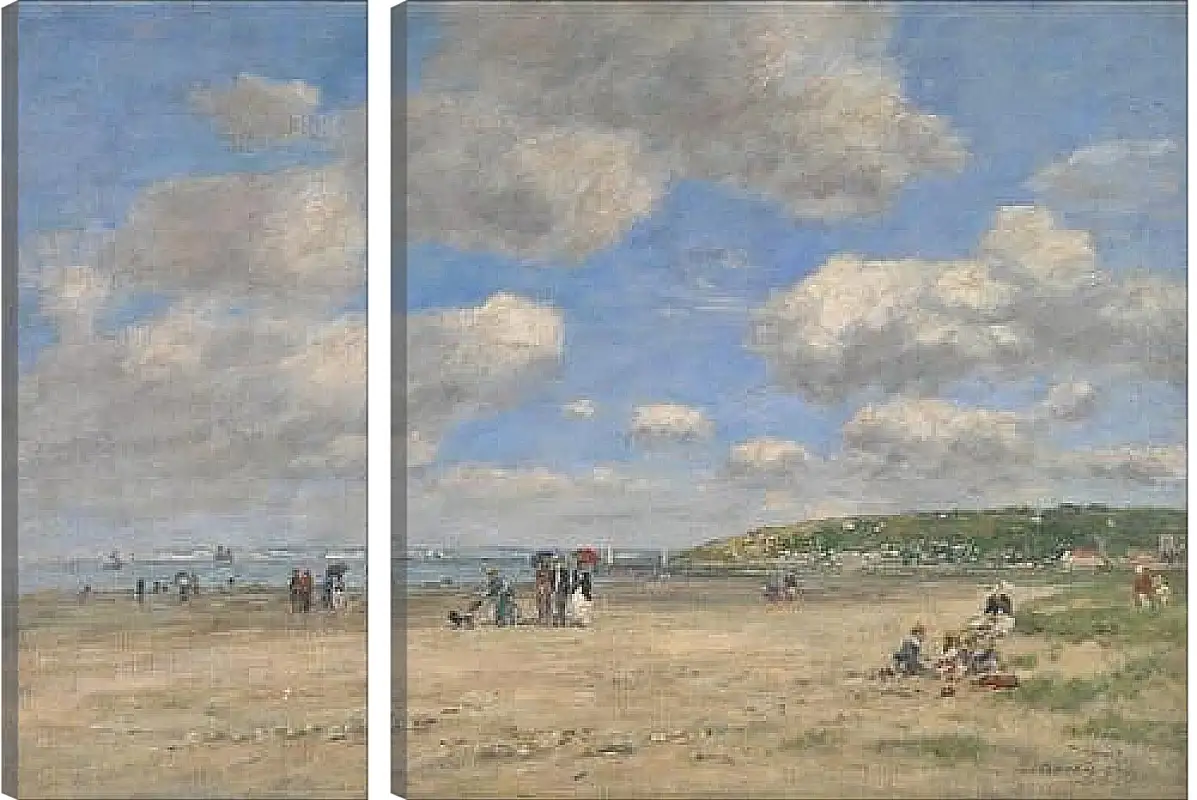 Модульная картина - The Beach at Tourgeville-les-Sablons. Эжен Буден