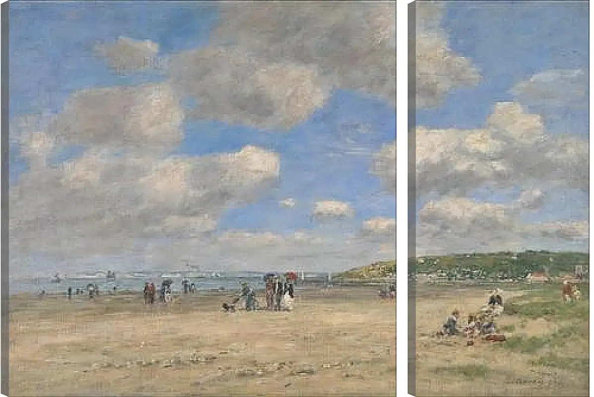 Модульная картина - The Beach at Tourgeville-les-Sablons. Эжен Буден