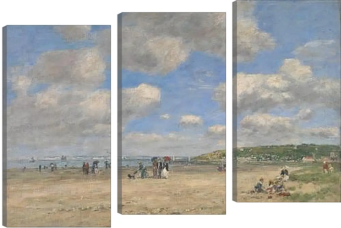 Модульная картина - The Beach at Tourgeville-les-Sablons. Эжен Буден