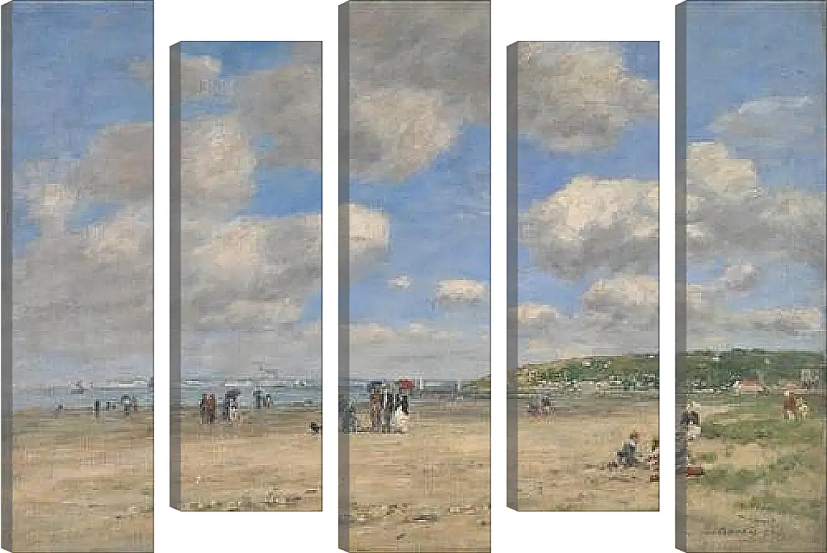Модульная картина - The Beach at Tourgeville-les-Sablons. Эжен Буден