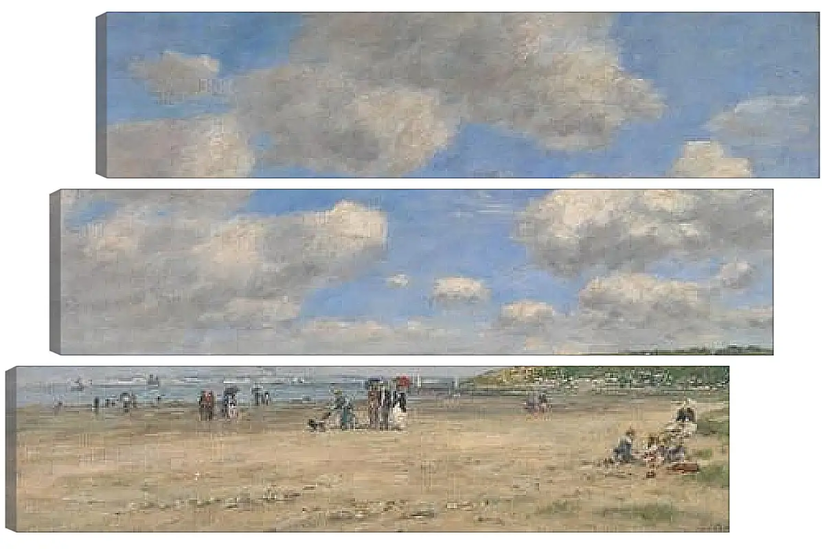 Модульная картина - The Beach at Tourgeville-les-Sablons. Эжен Буден