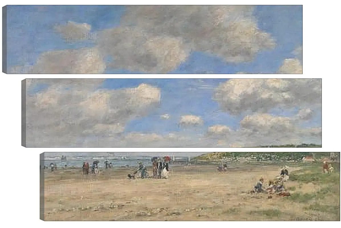 Модульная картина - The Beach at Tourgeville-les-Sablons. Эжен Буден