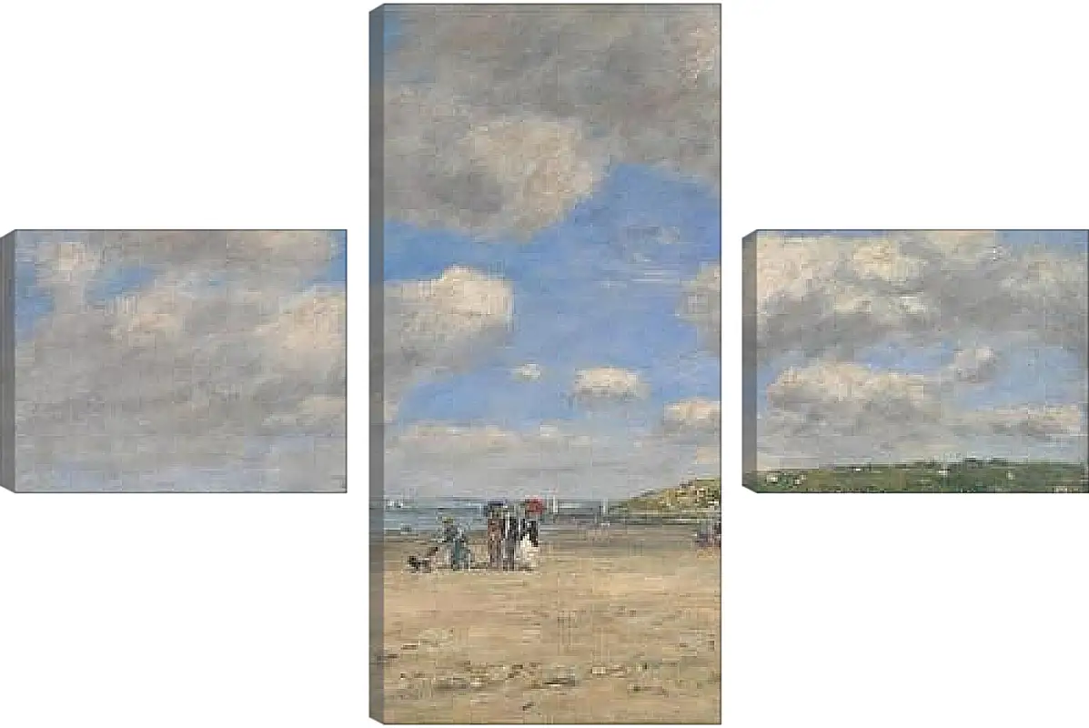 Модульная картина - The Beach at Tourgeville-les-Sablons. Эжен Буден