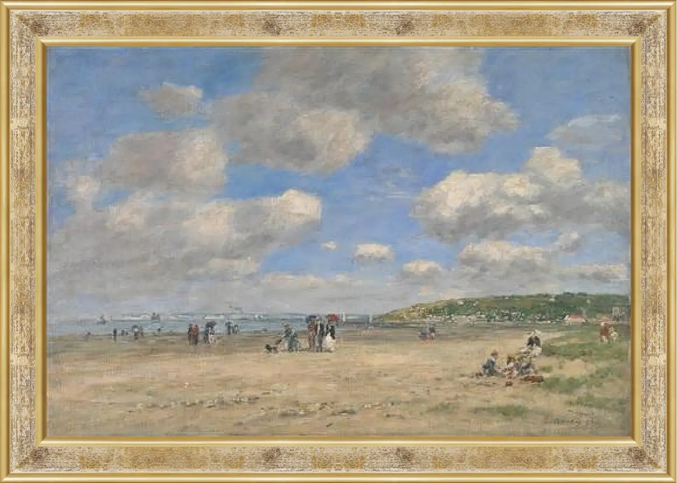 Картина в раме - The Beach at Tourgeville-les-Sablons. Эжен Буден