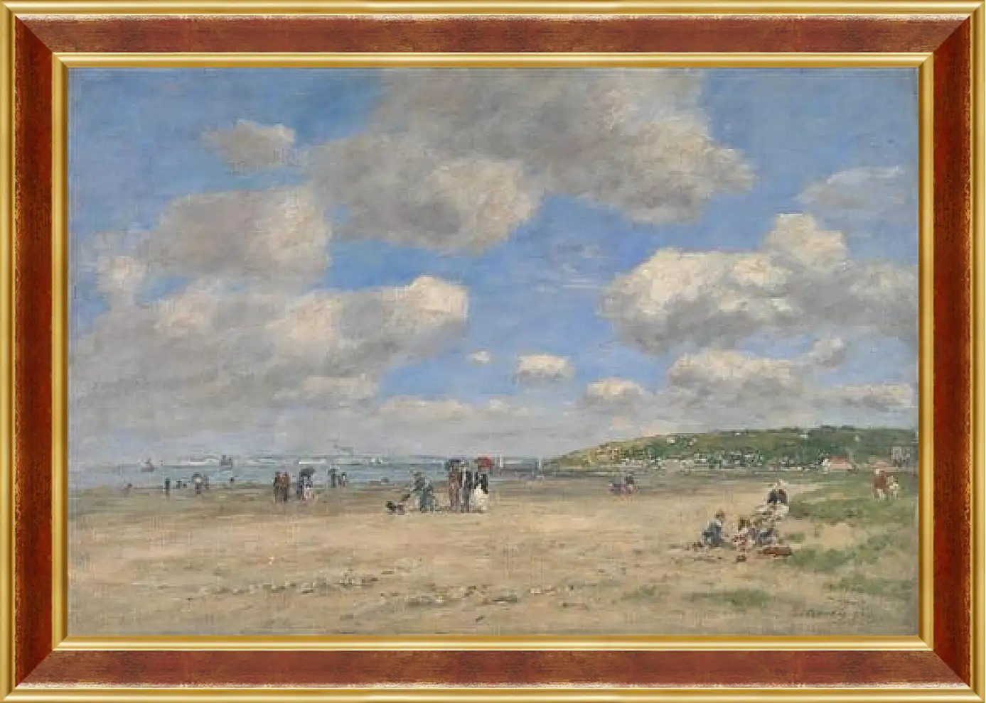 Картина в раме - The Beach at Tourgeville-les-Sablons. Эжен Буден