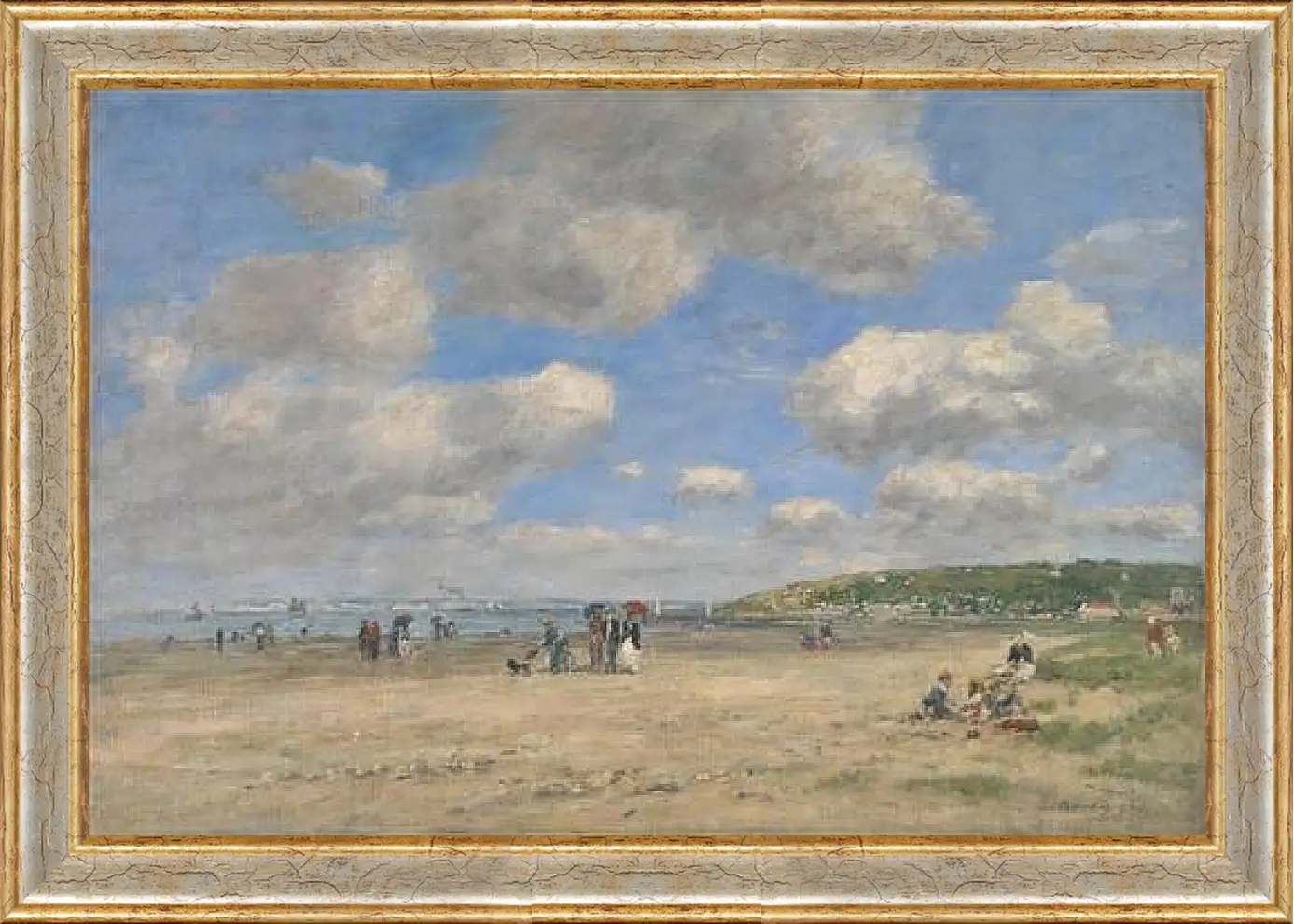 Картина в раме - The Beach at Tourgeville-les-Sablons. Эжен Буден