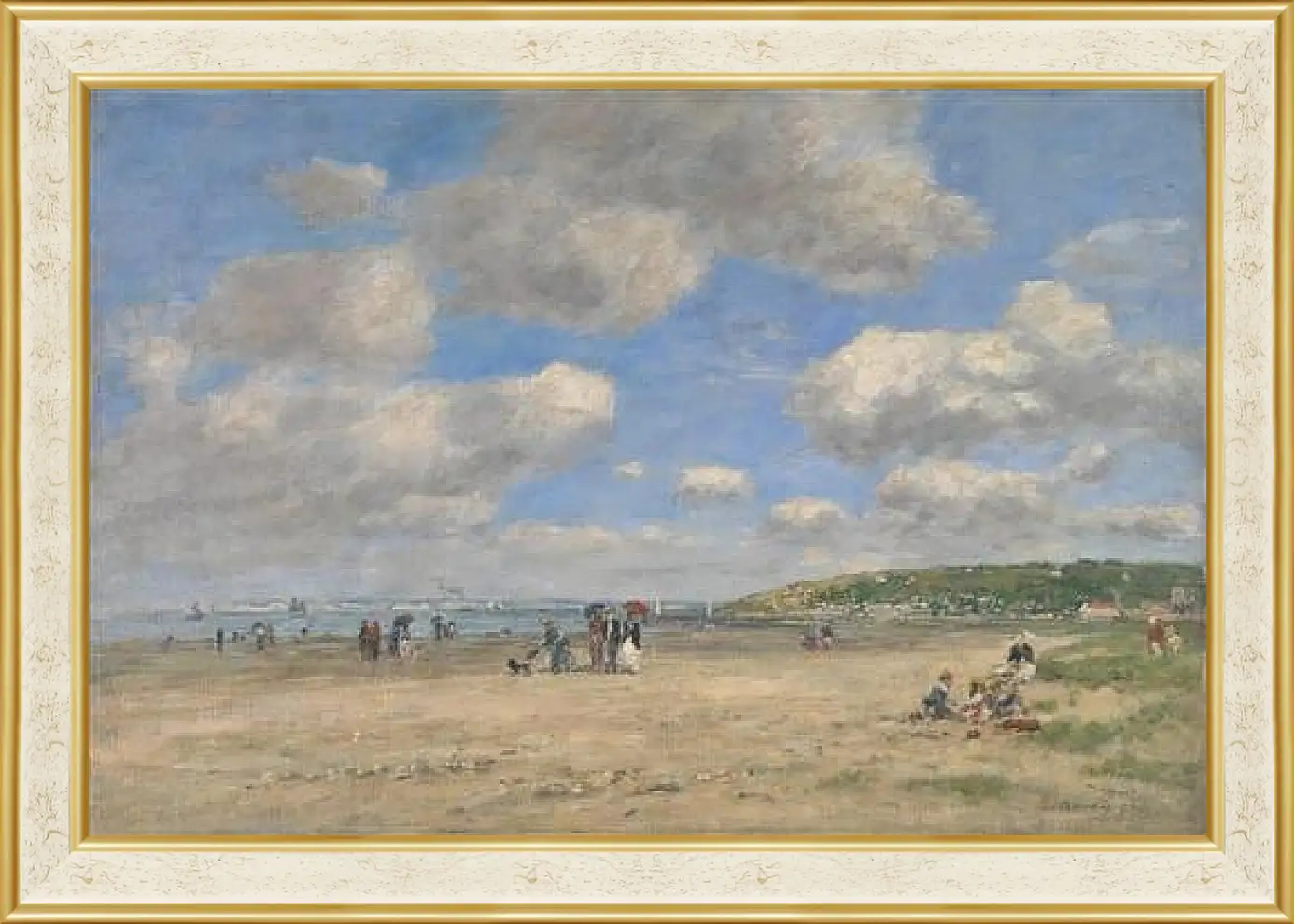 Картина в раме - The Beach at Tourgeville-les-Sablons. Эжен Буден