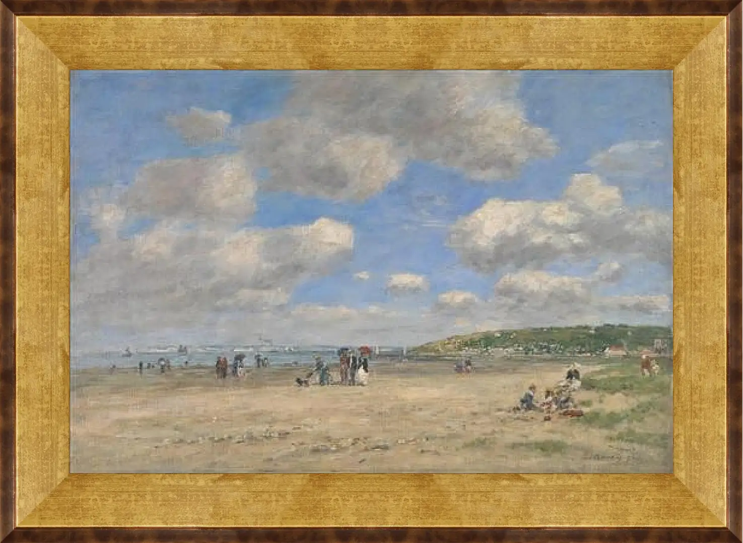 Картина в раме - The Beach at Tourgeville-les-Sablons. Эжен Буден