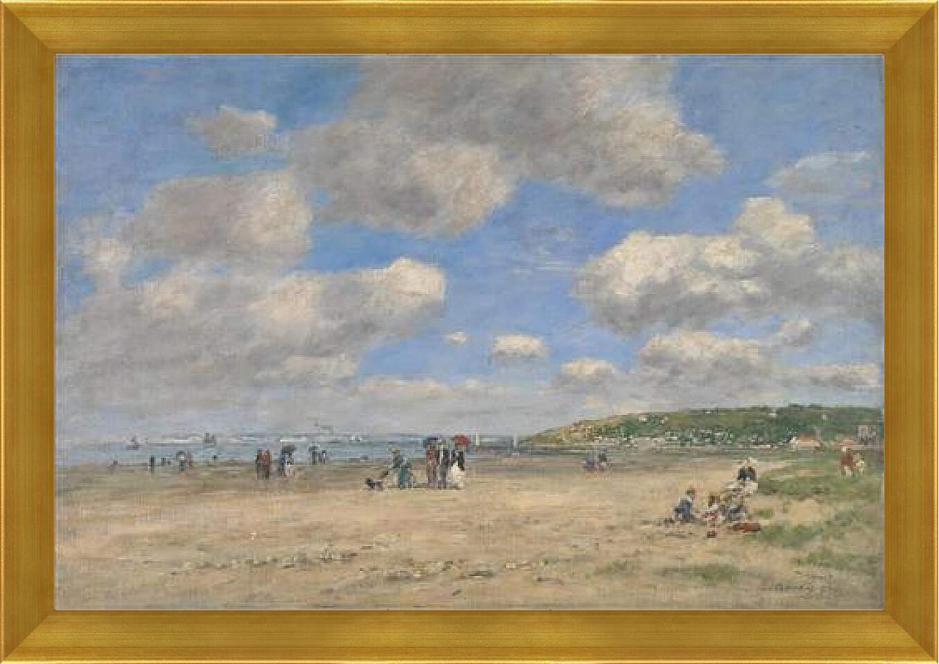 Картина в раме - The Beach at Tourgeville-les-Sablons. Эжен Буден