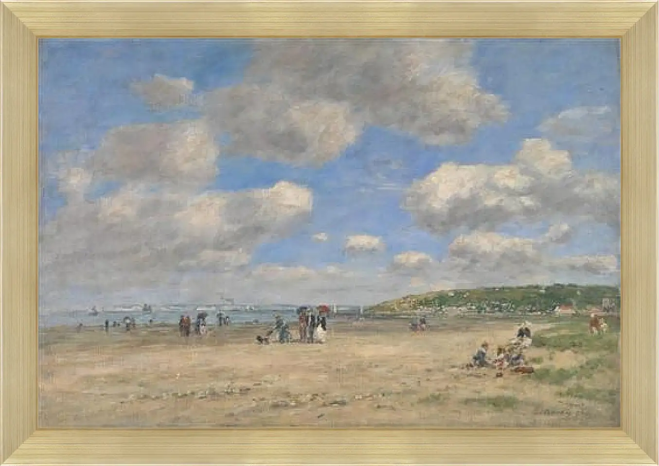 Картина в раме - The Beach at Tourgeville-les-Sablons. Эжен Буден