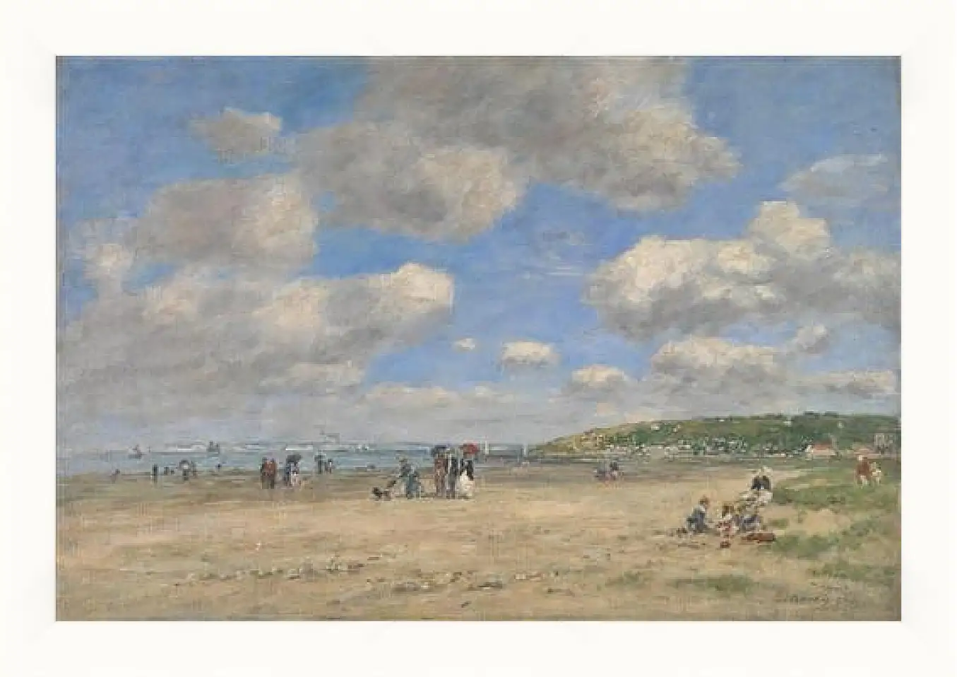 Картина в раме - The Beach at Tourgeville-les-Sablons. Эжен Буден