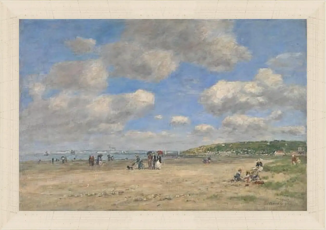 Картина в раме - The Beach at Tourgeville-les-Sablons. Эжен Буден