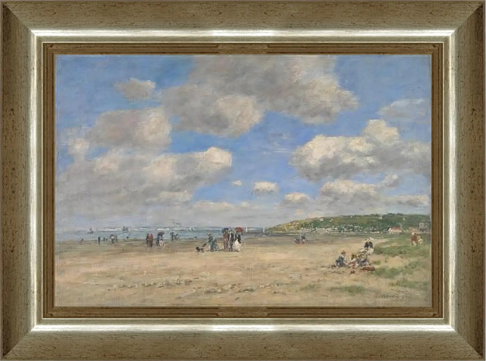 Картина в раме - The Beach at Tourgeville-les-Sablons. Эжен Буден