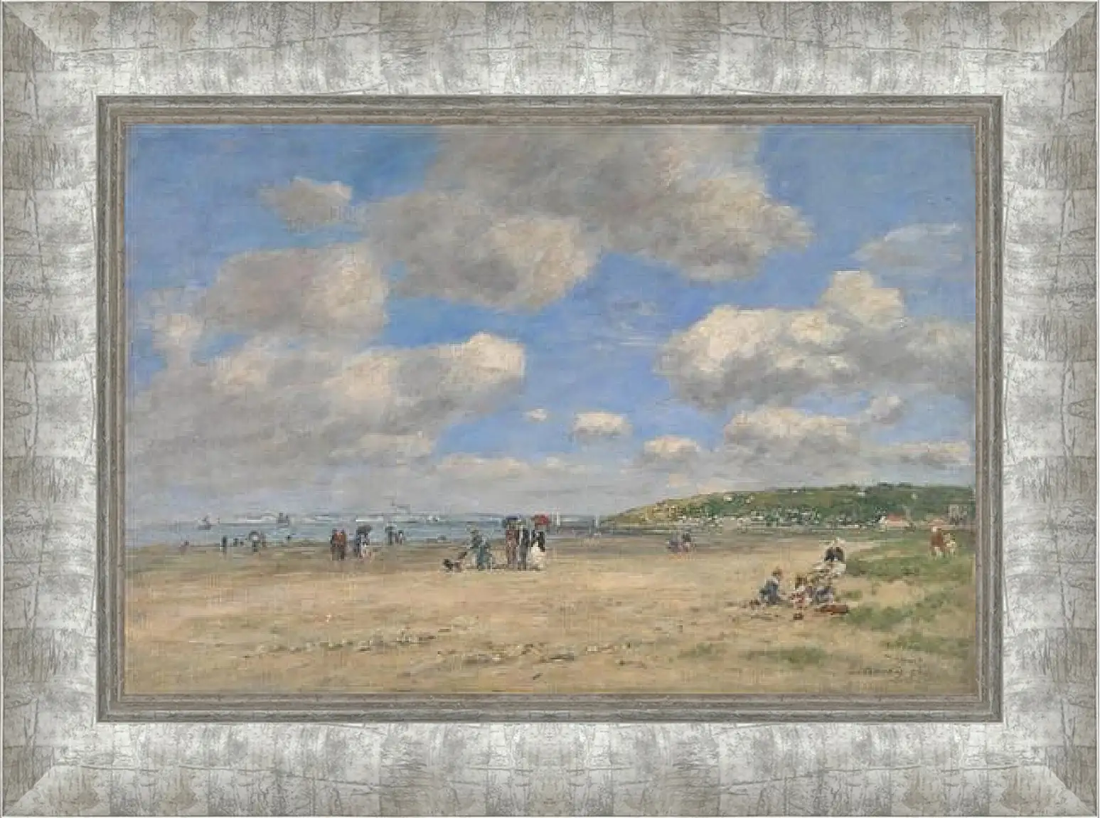 Картина в раме - The Beach at Tourgeville-les-Sablons. Эжен Буден