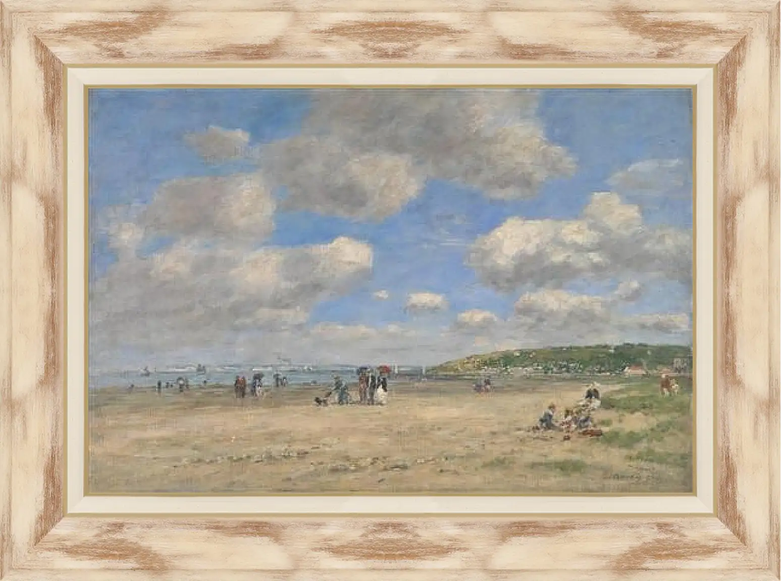 Картина в раме - The Beach at Tourgeville-les-Sablons. Эжен Буден