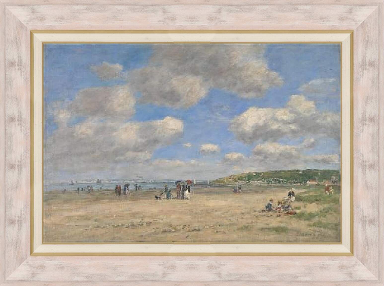 Картина в раме - The Beach at Tourgeville-les-Sablons. Эжен Буден