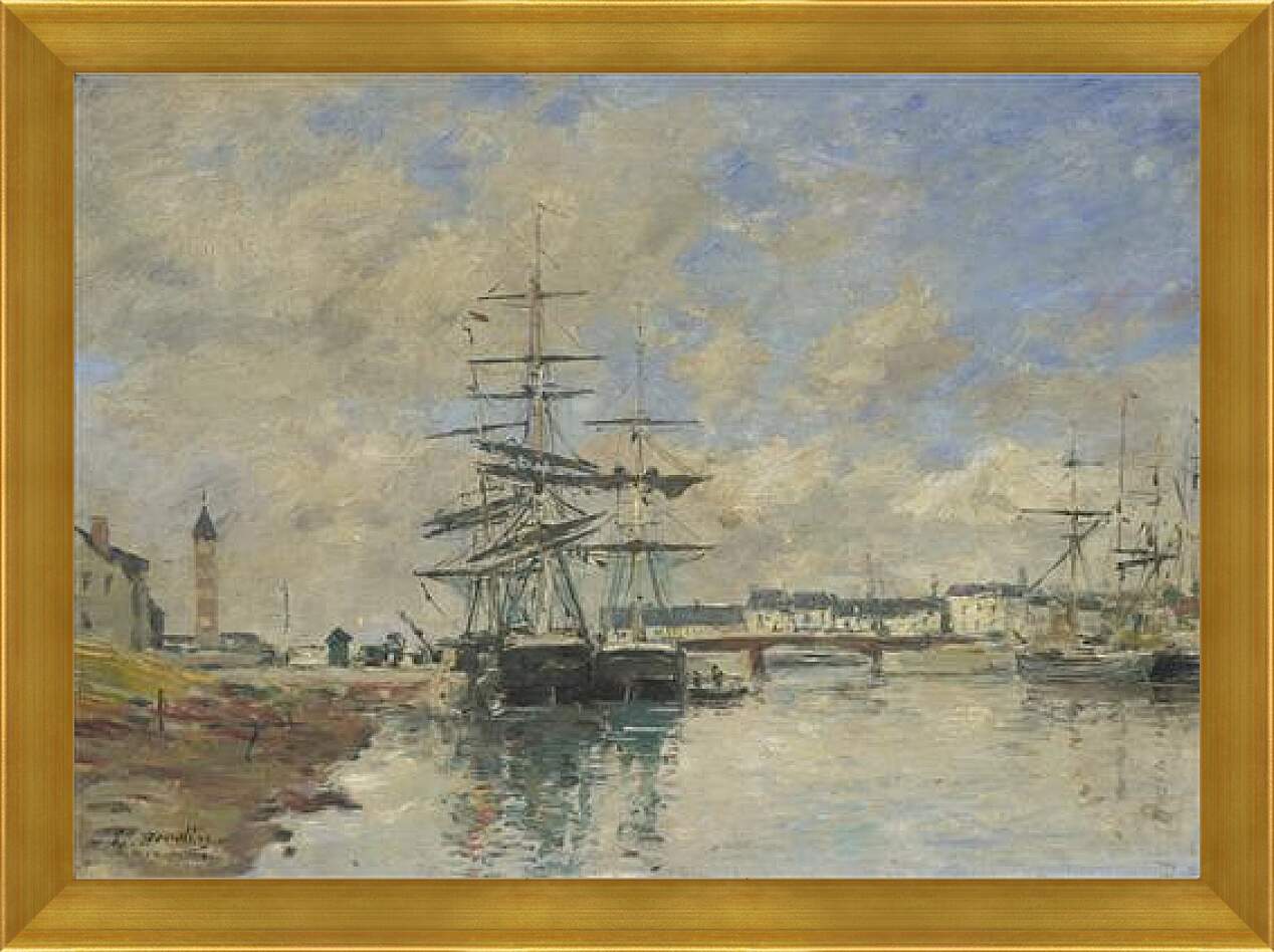 Картина в раме - Deauville Harbour. Эжен Буден