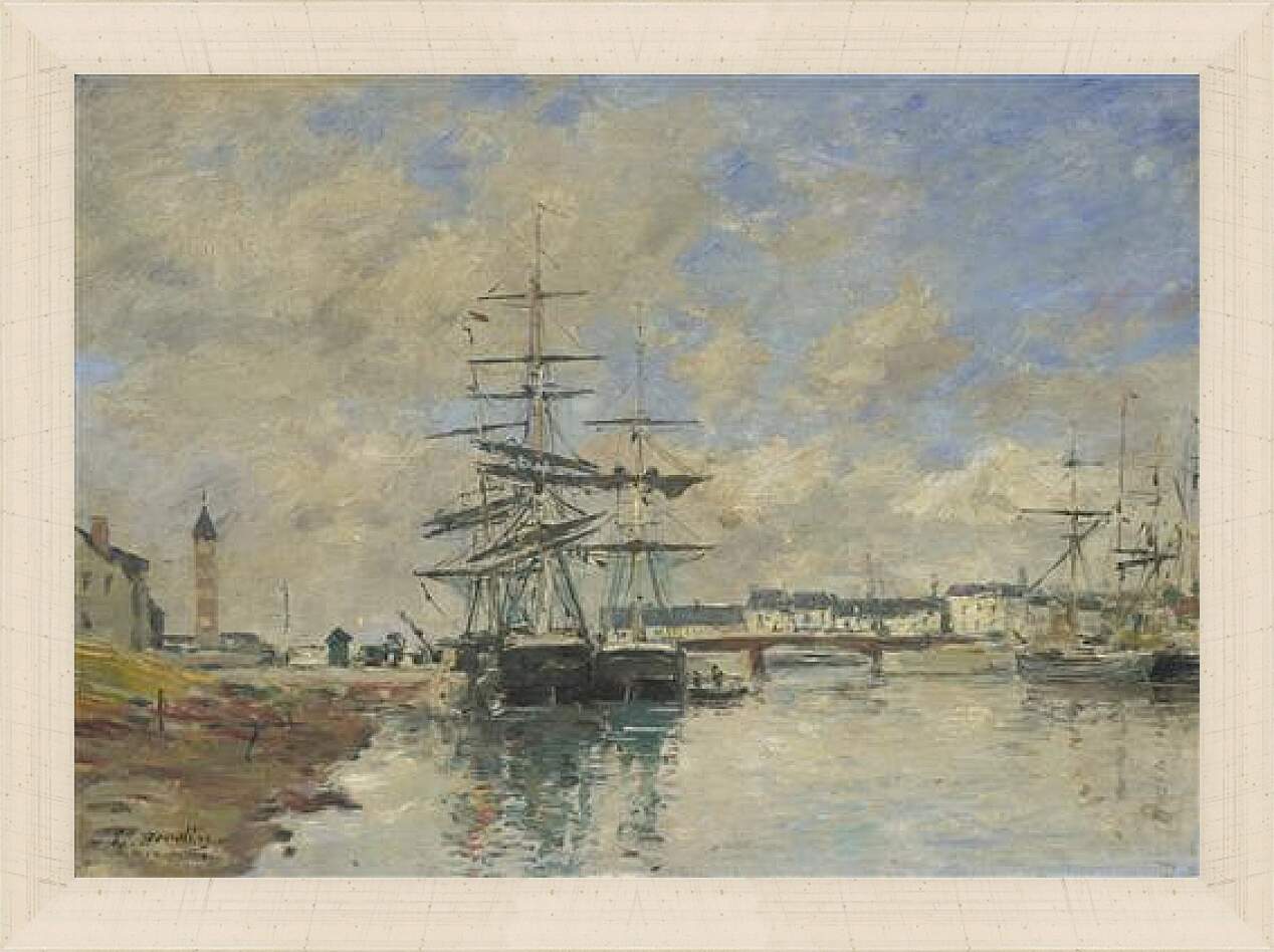 Картина в раме - Deauville Harbour. Эжен Буден