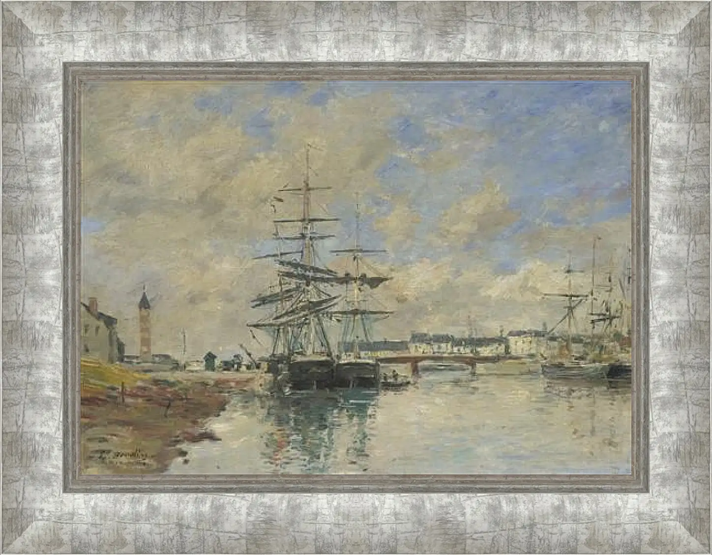 Картина в раме - Deauville Harbour. Эжен Буден