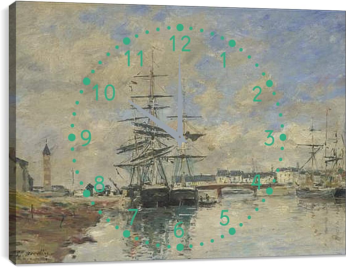 Часы картина - Deauville Harbour. Эжен Буден