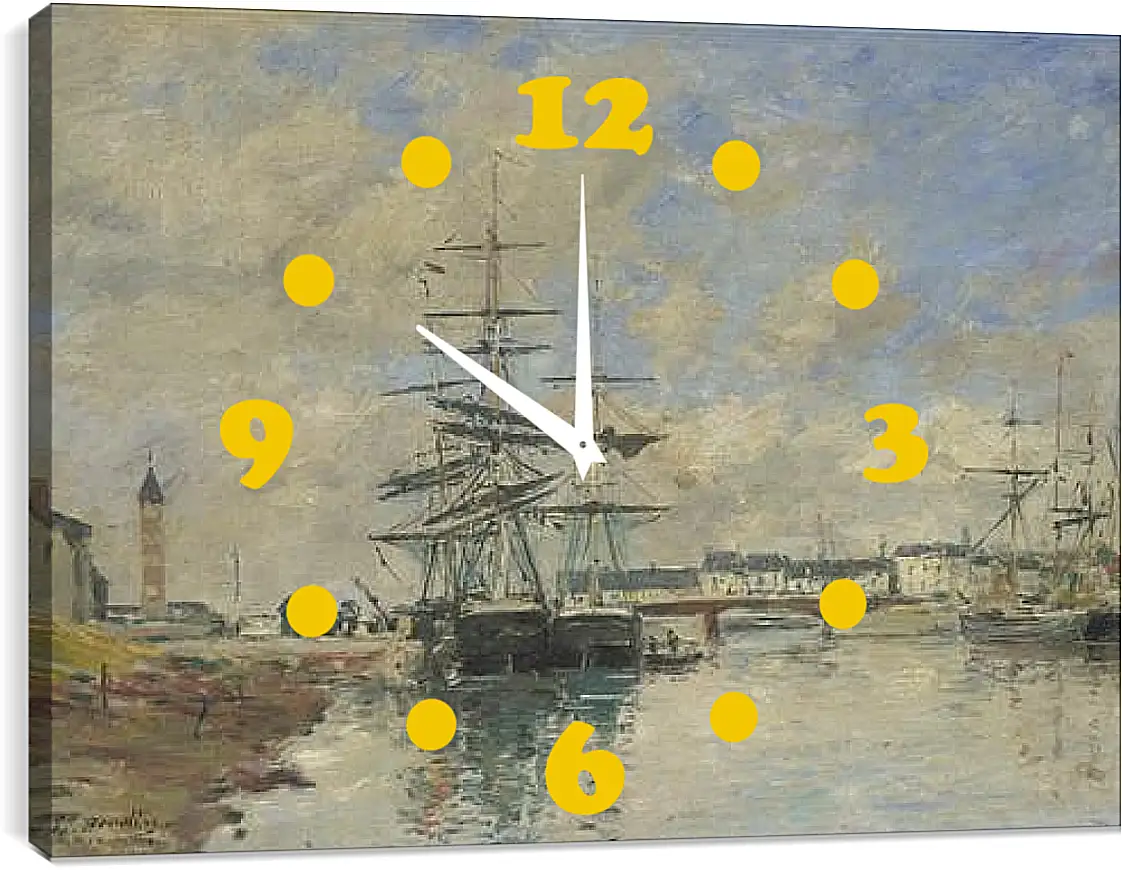 Часы картина - Deauville Harbour. Эжен Буден