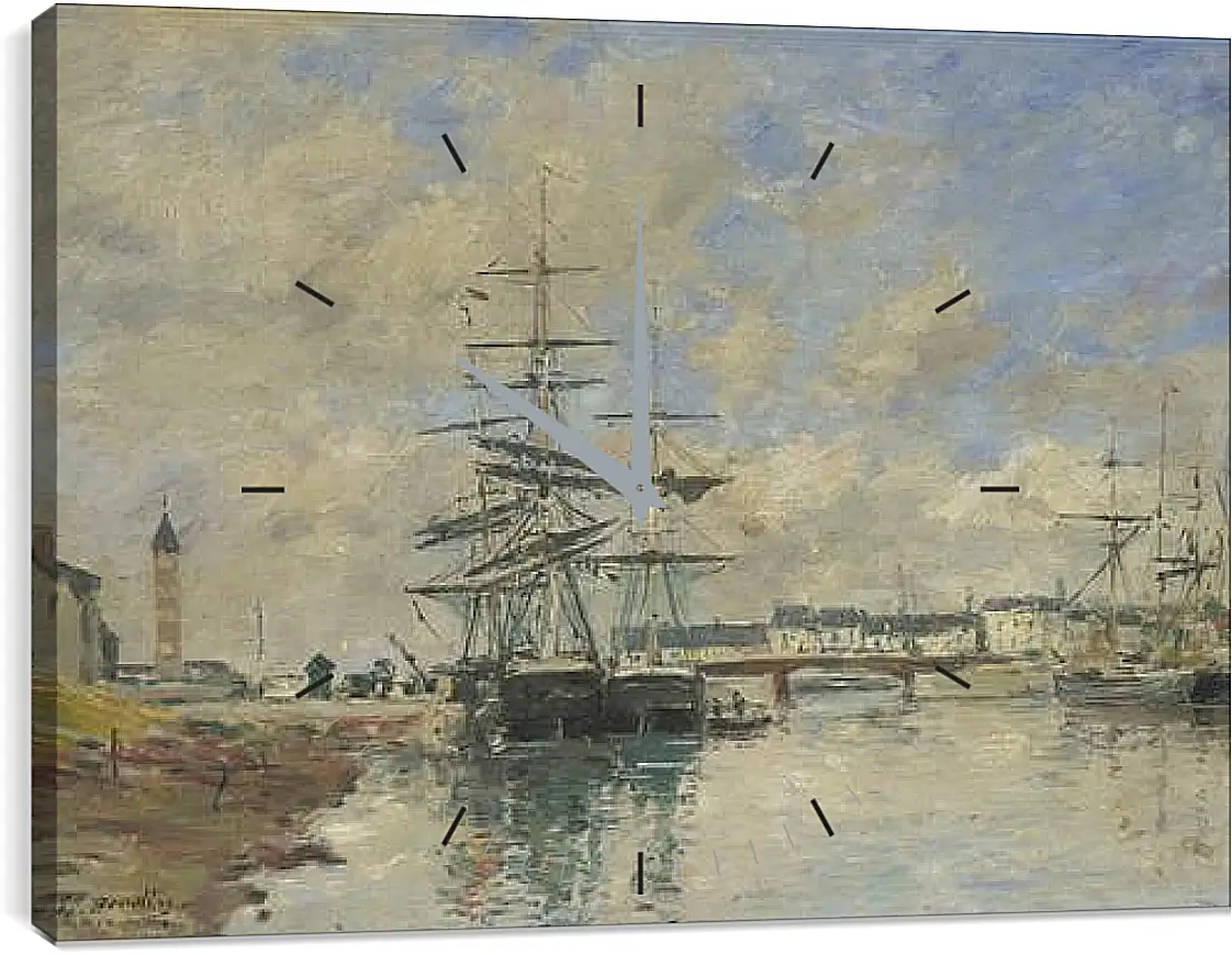 Часы картина - Deauville Harbour. Эжен Буден